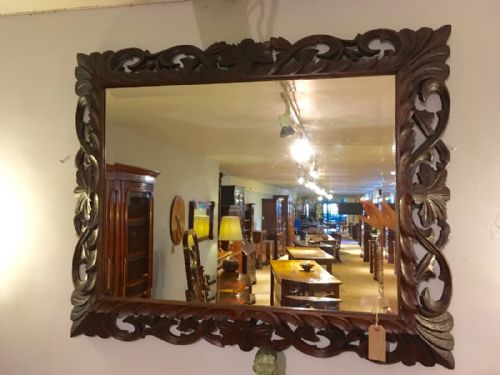 Antique Carved Oak Mirror