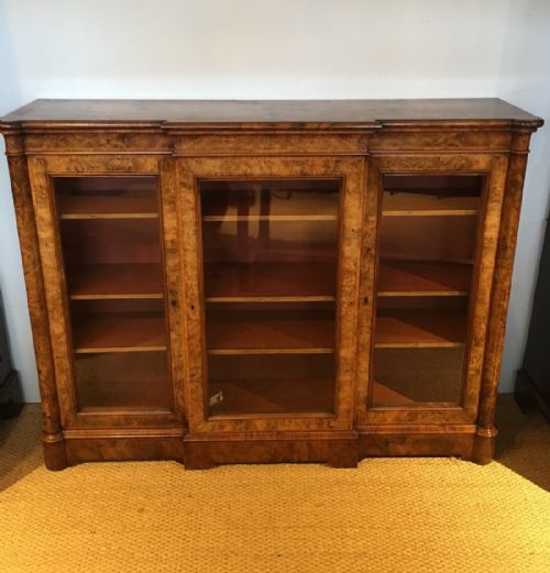 Burr Walnut 3 Door Victorian Bookcase