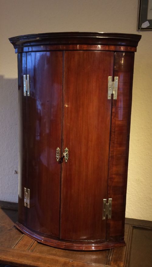 Mahogany Bow Front Corner Cupboard
