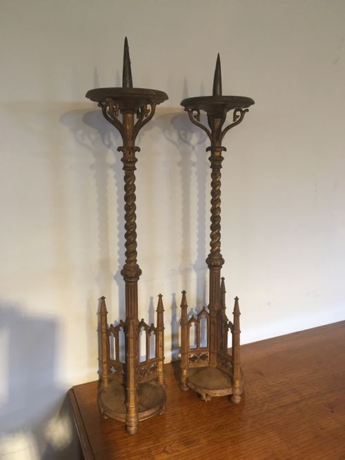 Pair of Gothic Style Candlesticks