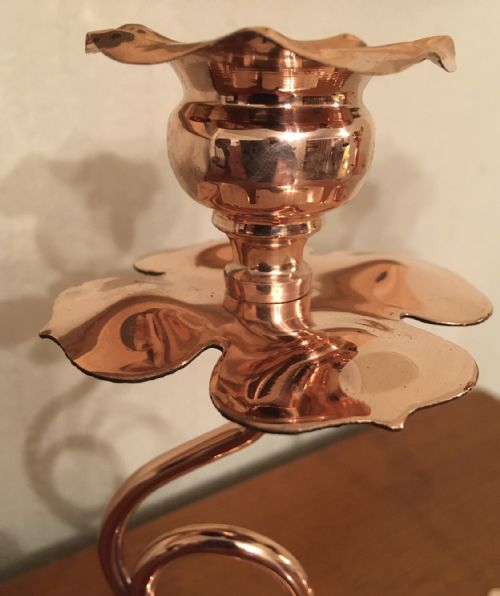 fig 2. PAIR OF ARTS AND CRAFTS COPPER CANDLESTICKS