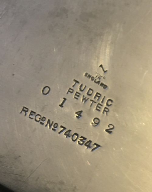 fig 2. LIBERTY TUDRIC PEWTER MANTEL CLOCK