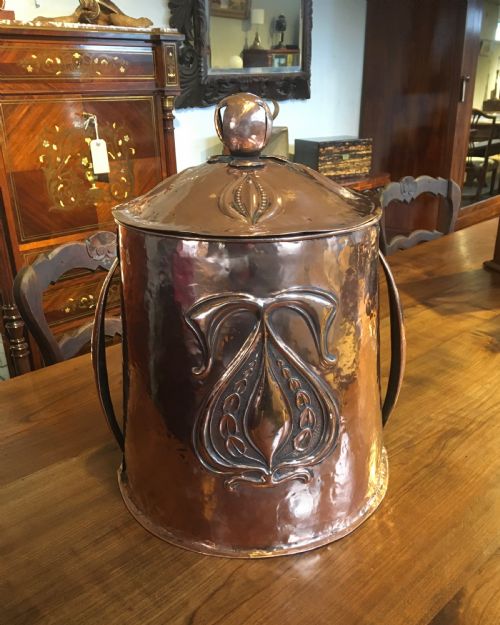 Arts and Crafts Copper Log Bin