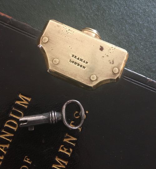 fig 2. LEATHER BOUND LEDGER WITH BRAMAH LOCK