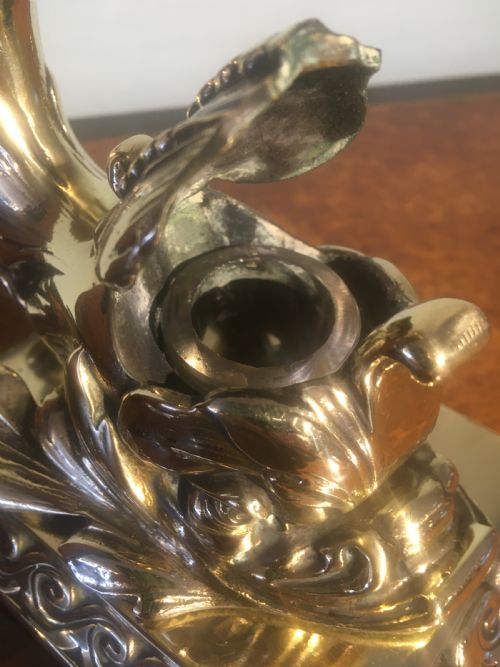 fig 1. BRASS FIGURAL CANDLESTICK WITH INK WELL