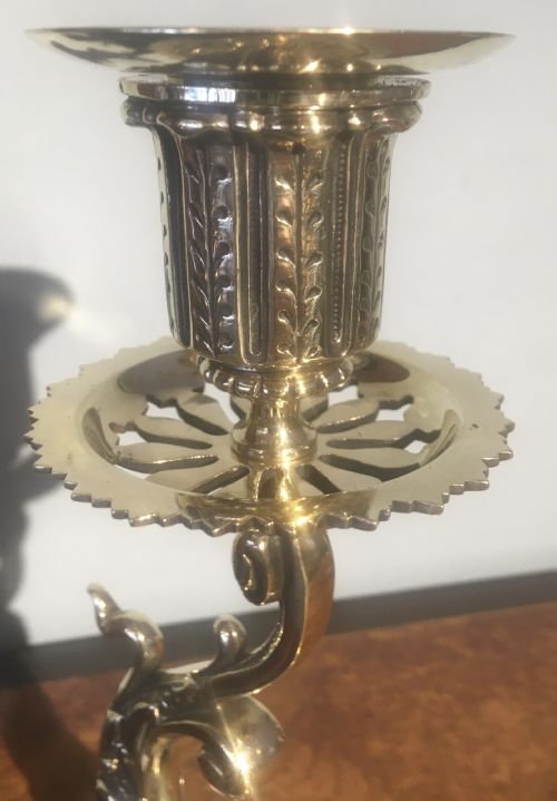 fig 4. BRASS FIGURAL CANDLESTICK WITH INK WELL