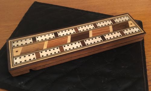 Edwardian Three Player Inlaid Cribbage Board