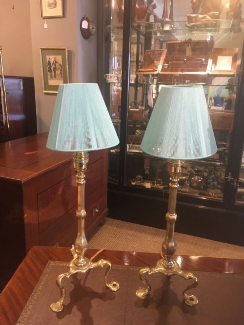 Pair of Pullman Brass Table Lamps