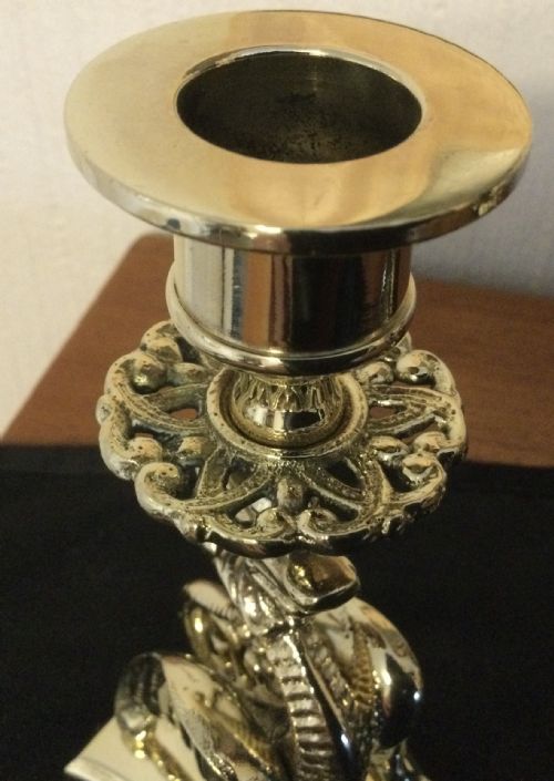 fig 1. PAIR BRASS GRIFFIN CANDLESTICKS 