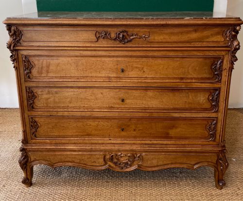Walnut Marble Topped Chest of Drawers