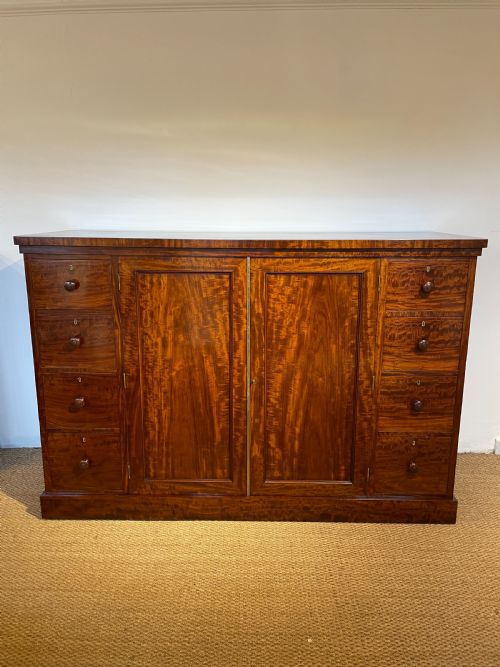 Low Wide Mahogany Linen Press