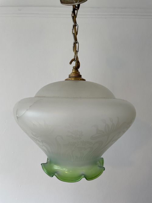 1920’S Green Glass Ceiling Shade