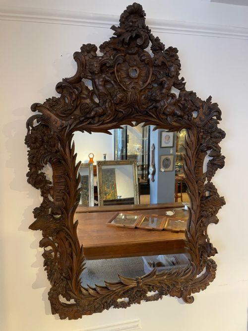 19th Century Carved Walnut Mirror