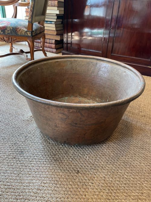 Large Antique Copper Pot / Log Bin