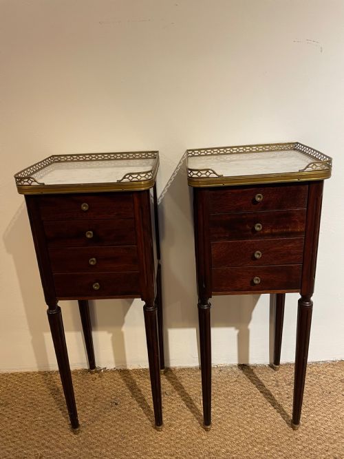 Pair of Louis Xvi Mahogany Bedside Cabinets