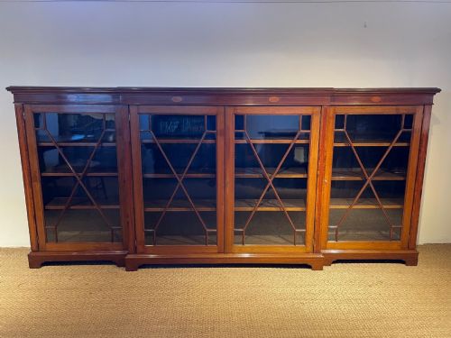 Large Edwardian Breakfront Bookcase 9ft
