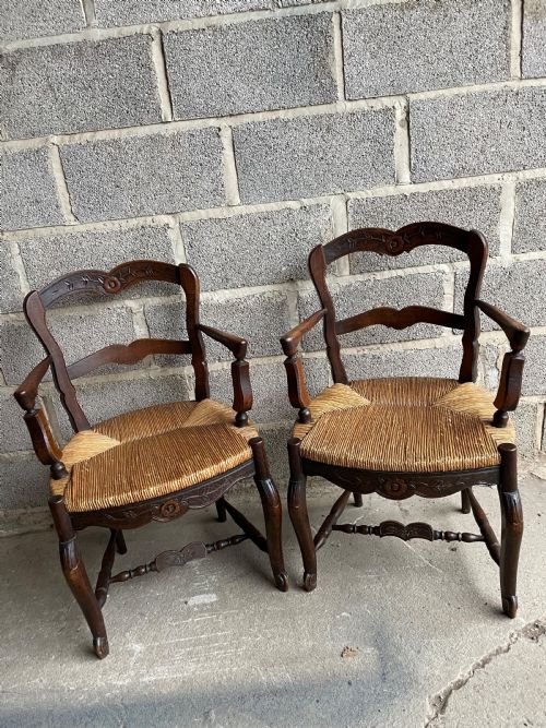 Pair of Oak Country Chairs