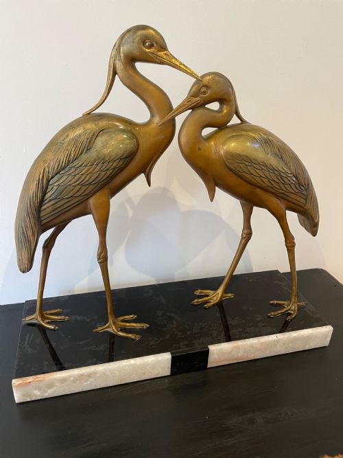 Art Deco Spelter Sculpture of 2 Herons
