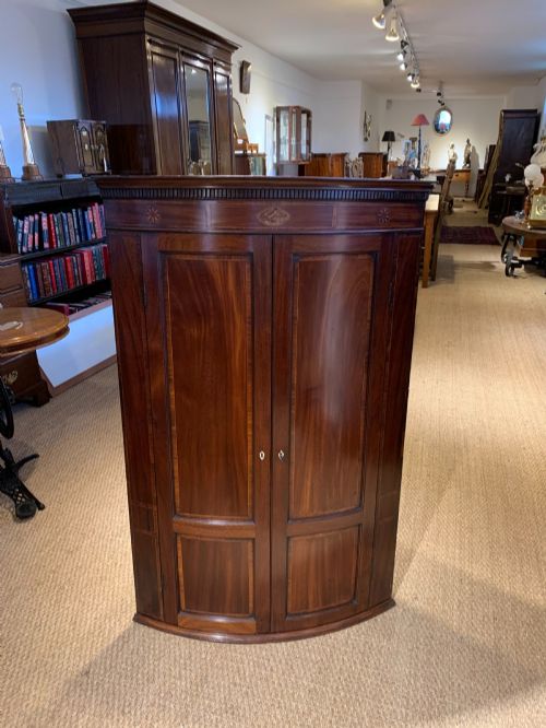 Georgian Mahogany Bow Fronted Corner Cupboard