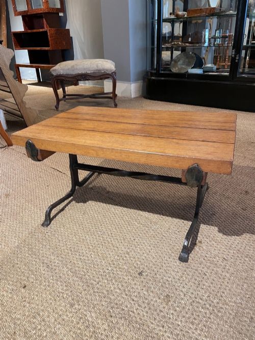 1930’S Oak and Wrought Iron Coffee Table