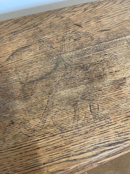 VICTORIAN OAK GOTHIC STYLE WINDOW SEAT - ADDITIONAL PHOTO 6