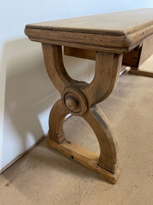 VICTORIAN OAK GOTHIC STYLE WINDOW SEAT - ADDITIONAL PHOTO 8
