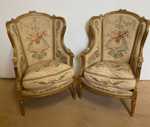 Pair of Gilt Wood Fauteuils / Arm Chairs