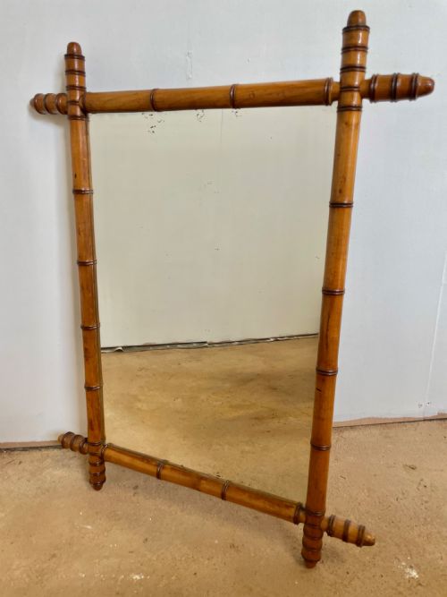 Faux Bamboo Cherry Wood Mirror