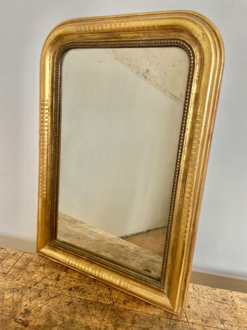 Small Arched Top French Gilt Mirror