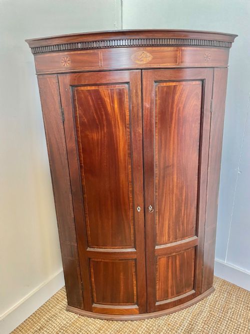 Georgian Mahogany Bow Fronted Corner Cupboard