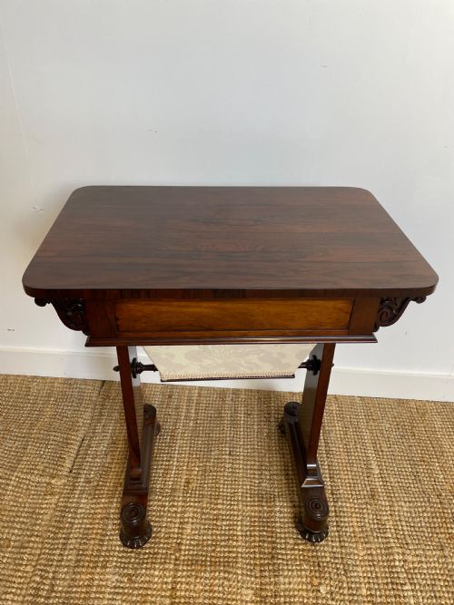 19TH CENTURY ROSEWOOD WORK TABLE SEWING TABLE LAMP TABLE - ADDITIONAL PHOTO 4