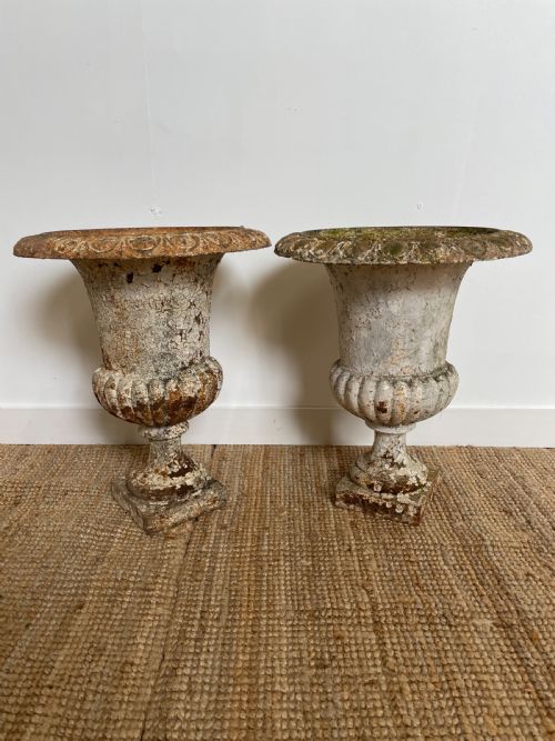 Pair of Cast Iron Garden Urns