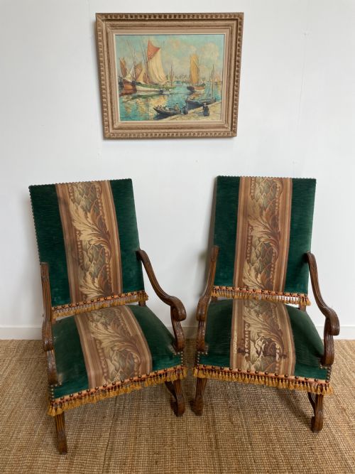 Pair of Walnut Armchairs