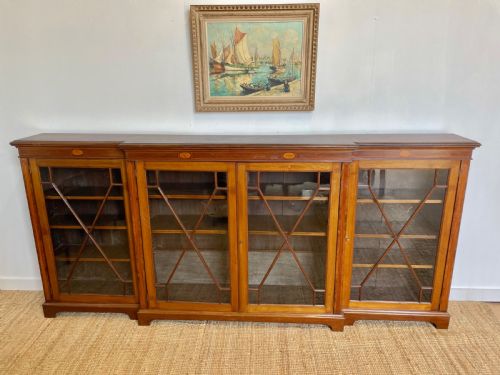 Large Edwardian Breakfront Bookcase 9ft