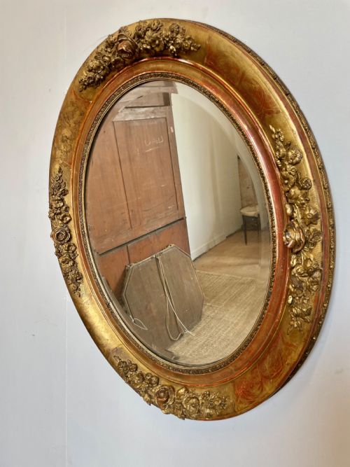 Napoleon III Oval Gilt Mirror