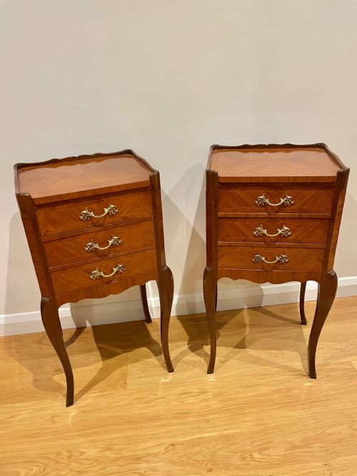 Pair of King Wood and Mahogany Bedside Cabinets