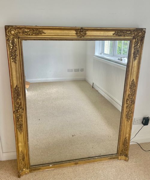 ANTIQUE GILT OVERMANTLE MIRROR