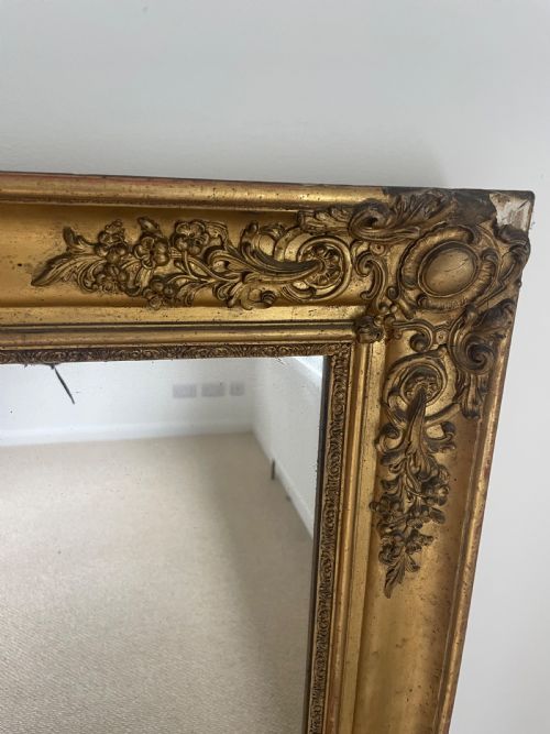ANTIQUE GILT OVERMANTLE MIRROR - ADDITIONAL PHOTO 3