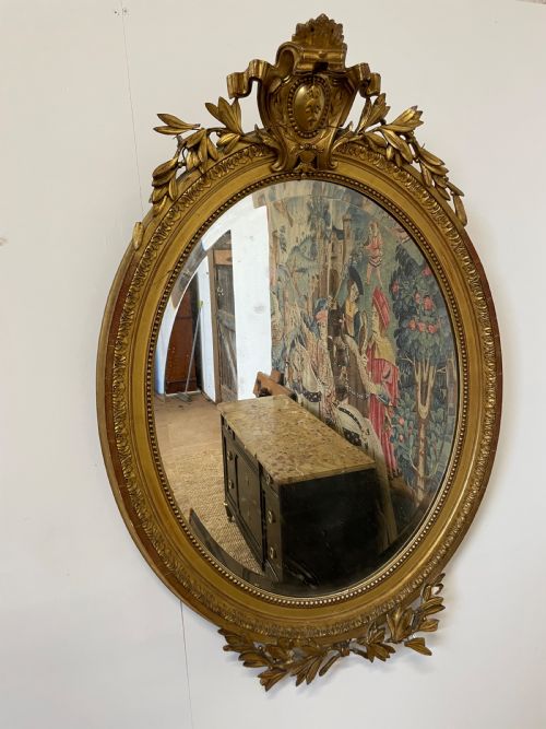 Napoleon III Large Oval Gilt Mirror