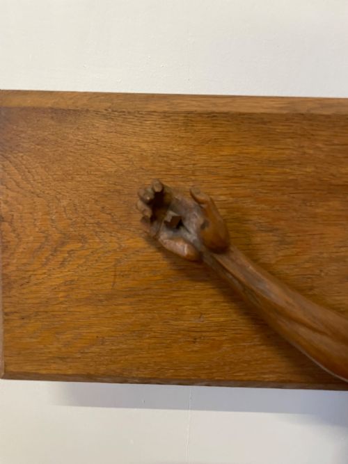 LARGE ART DECO CARVED OAK CRUCIFIX - ADDITIONAL PHOTO 2