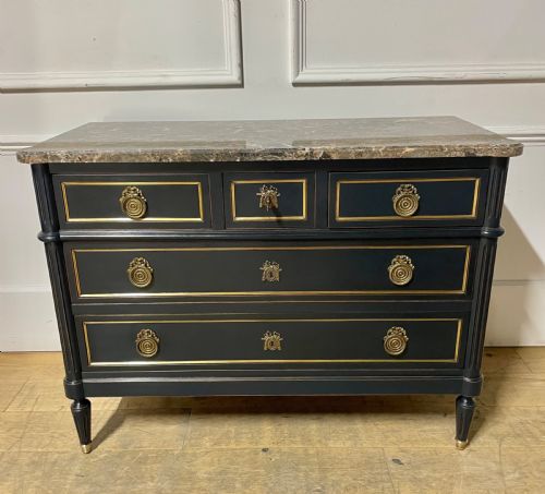 Painted French Commode / Chest of Drawers /Dark Blue