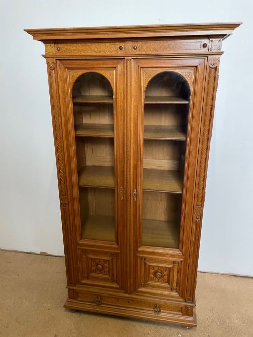 Walnut 2 Door Bookcase / Display Cabinet