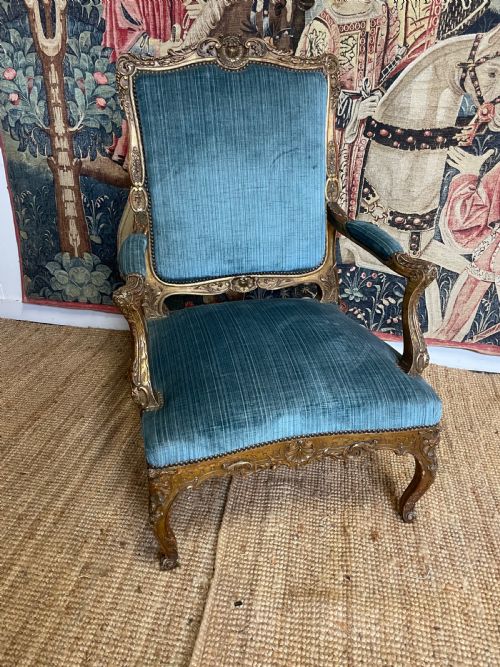 Large Regence Style Gilded Open Armchair