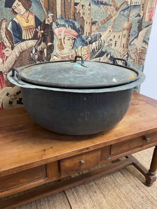 VERY IMPRESSIVE ANTIQUE COPPER LIDDED LOG BIN PLANTER - ADDITIONAL PHOTO 7