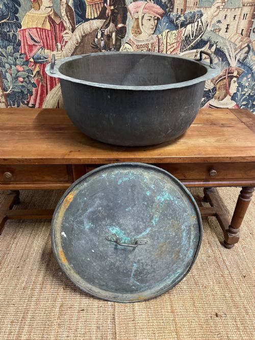 VERY IMPRESSIVE ANTIQUE COPPER LIDDED LOG BIN PLANTER - ADDITIONAL PHOTO 8