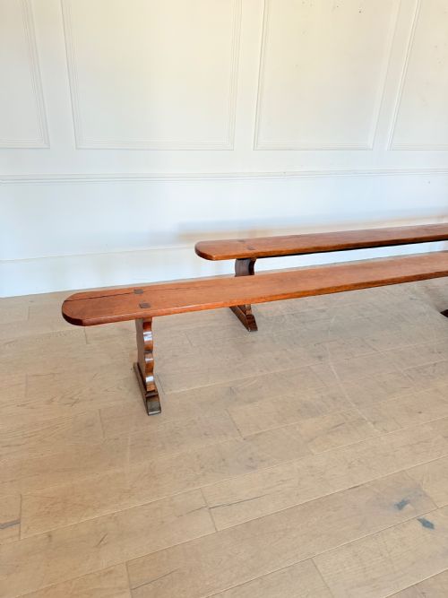 LARGE PAIR OF 19TH CENTURY CHERRYWOOD BENCHES - ADDITIONAL PHOTO 2
