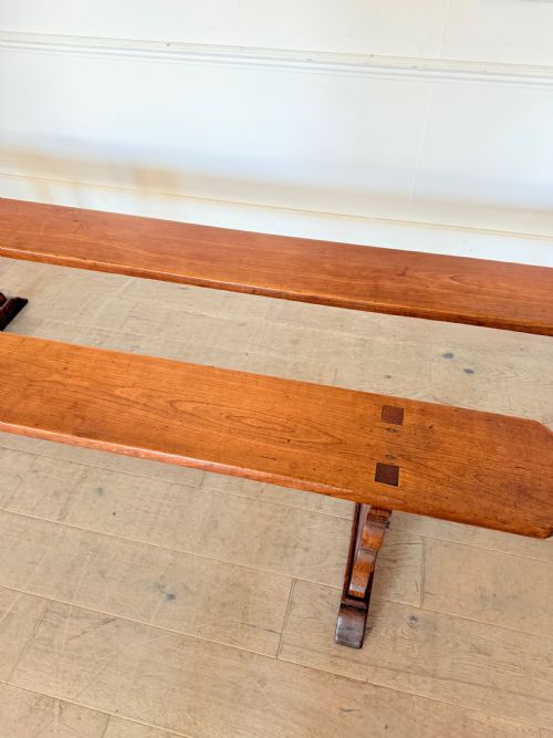 LARGE PAIR OF 19TH CENTURY CHERRYWOOD BENCHES - ADDITIONAL PHOTO 3