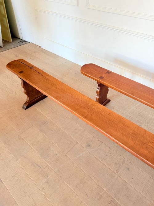LARGE PAIR OF 19TH CENTURY CHERRYWOOD BENCHES - ADDITIONAL PHOTO 5