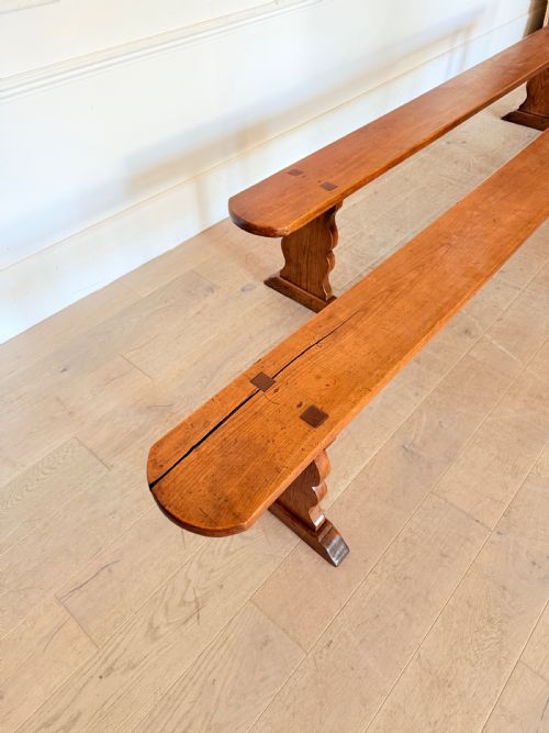 LARGE PAIR OF 19TH CENTURY CHERRYWOOD BENCHES - ADDITIONAL PHOTO 6