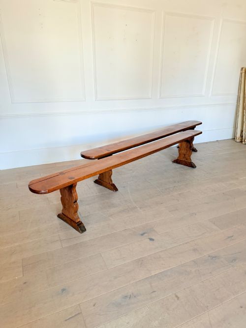 LARGE PAIR OF 19TH CENTURY CHERRYWOOD BENCHES - ADDITIONAL PHOTO 7